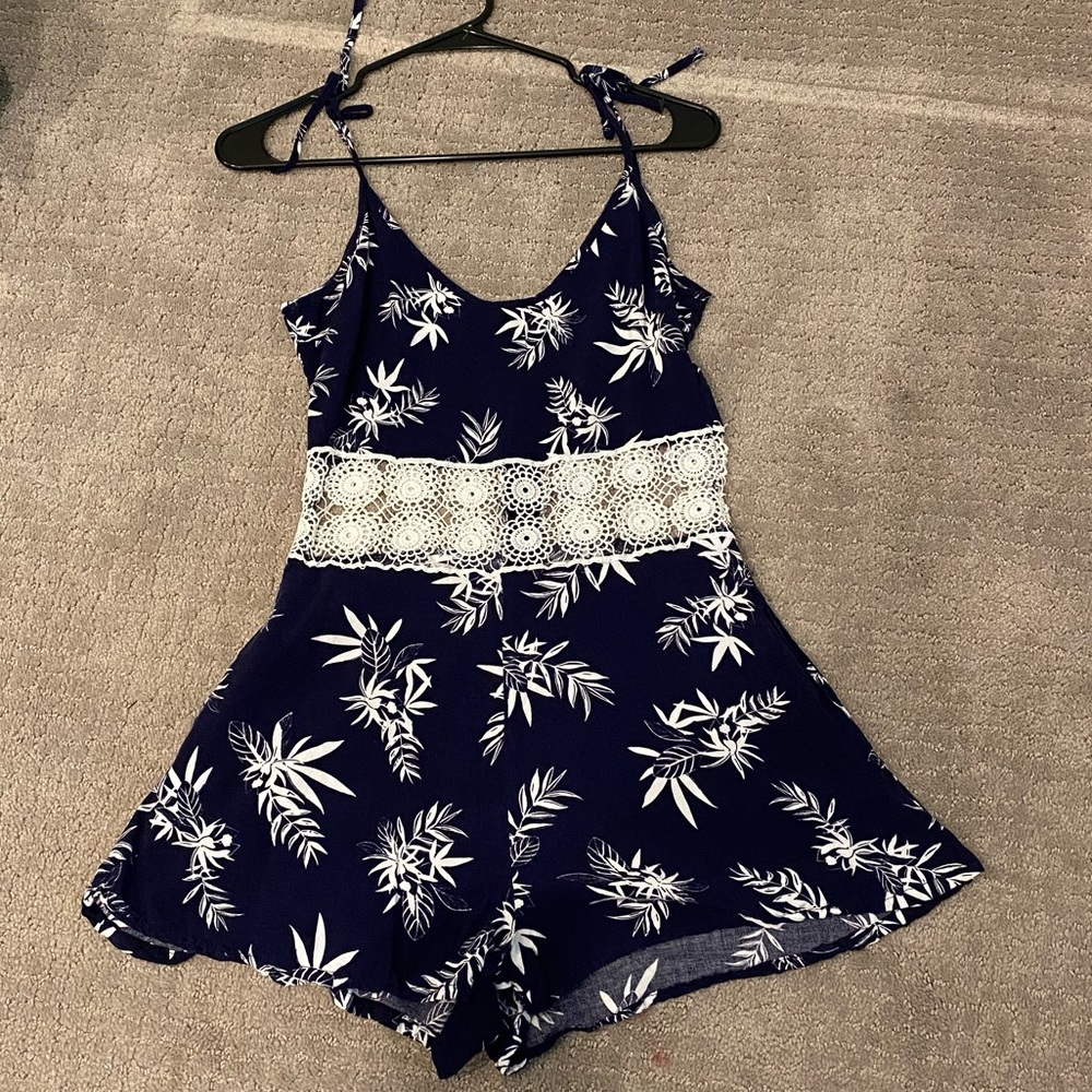 Navy floral romper